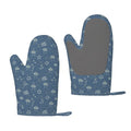 XMXT 2 Pcs Silicone Oven Mitts, Blue Cartoon Cosmic Print Thickened Non-Slip BBQ Gloves, Blue