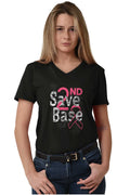 2nd Save Base Breast Cancer Warrior V Neck T Shirt Tees Women Brisco Brands S