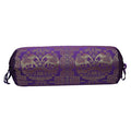 Stylo Culture Indian Brocade Silk Jacquard Decorative Bolster Pillow Cover Purple Gold For Bedroom Elephant Cylindrical Polydupion Neck Roll Home Decor Tubular Bolster Case | (1 Pc) | (76x38 cm)