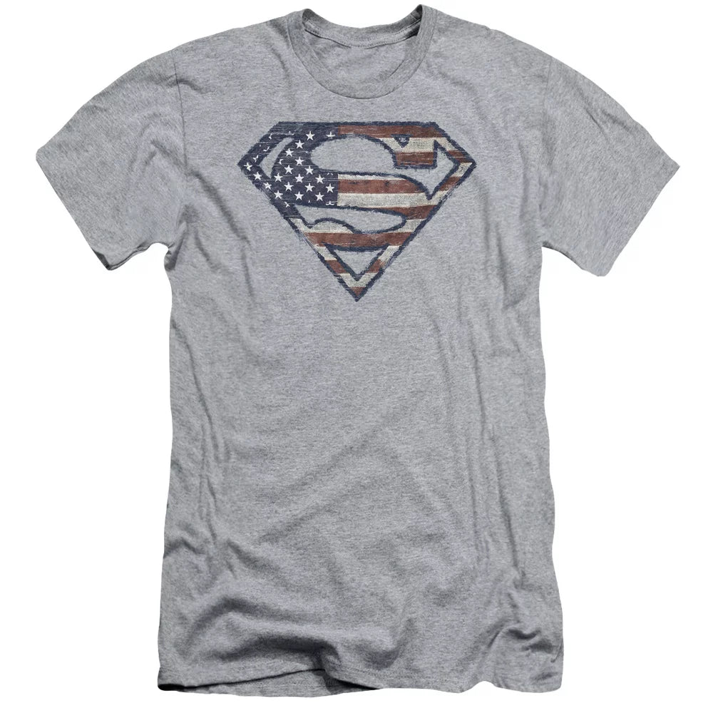 Superman - Wartorn Flag - Slim Fit Short Sleeve Shirt - Small