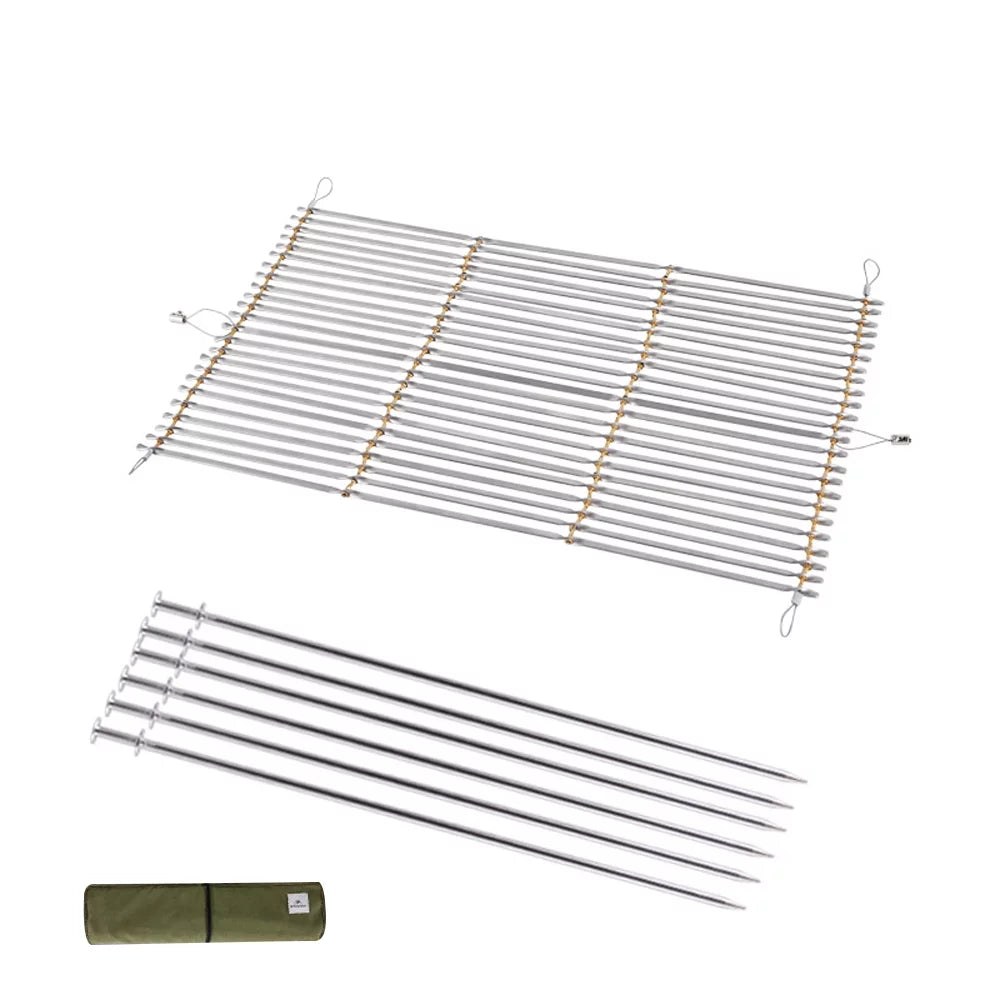 Yabuy Stainless Steel Picnic BBQ Grill Barbecue Grill Tool Camping BBQ Rack Simple and Easy Folding Grill Bracket Cooking Accessory