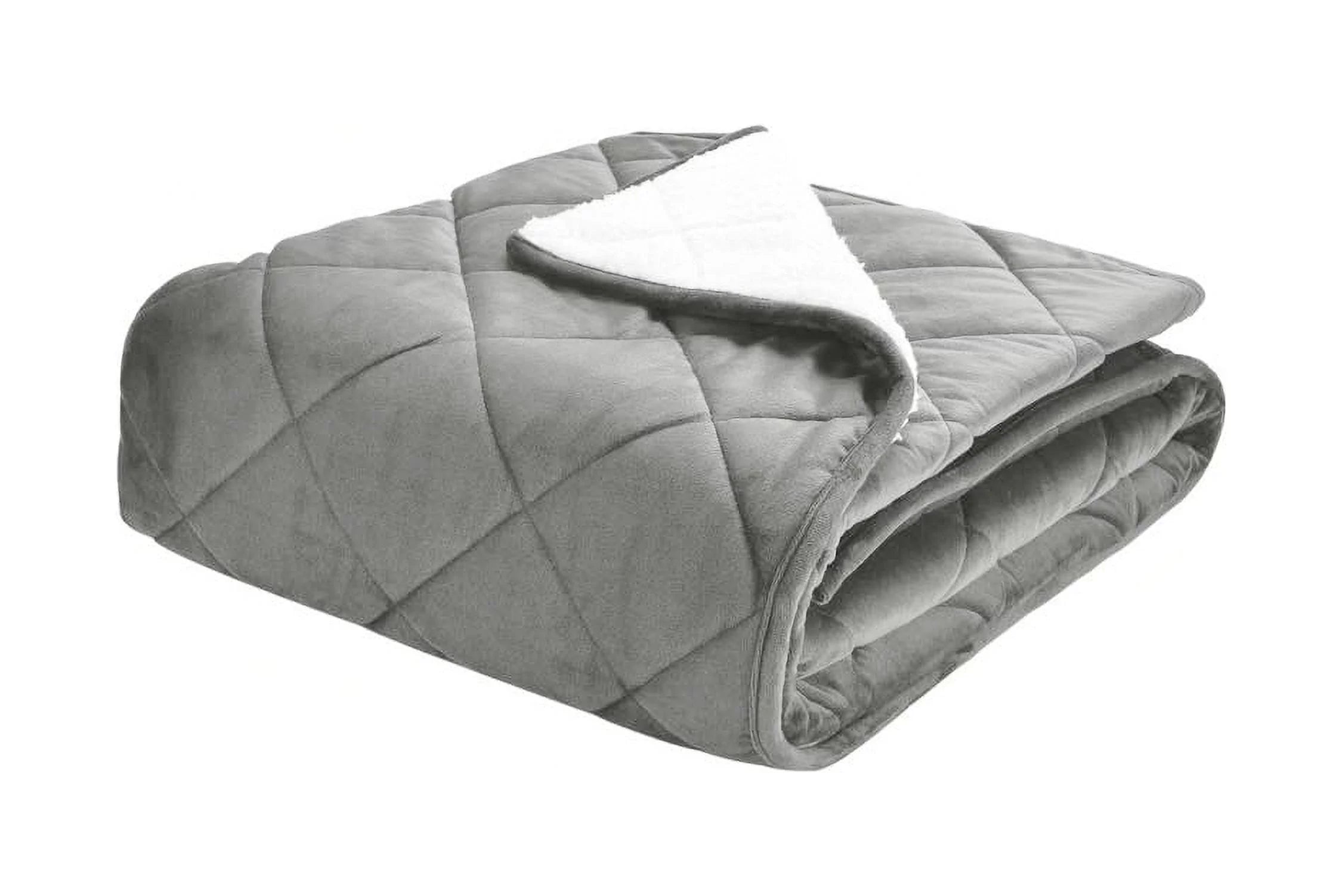 St. James Home Luxury Velvet and Sherpa Foot Pocket Throw, Silver, One Size