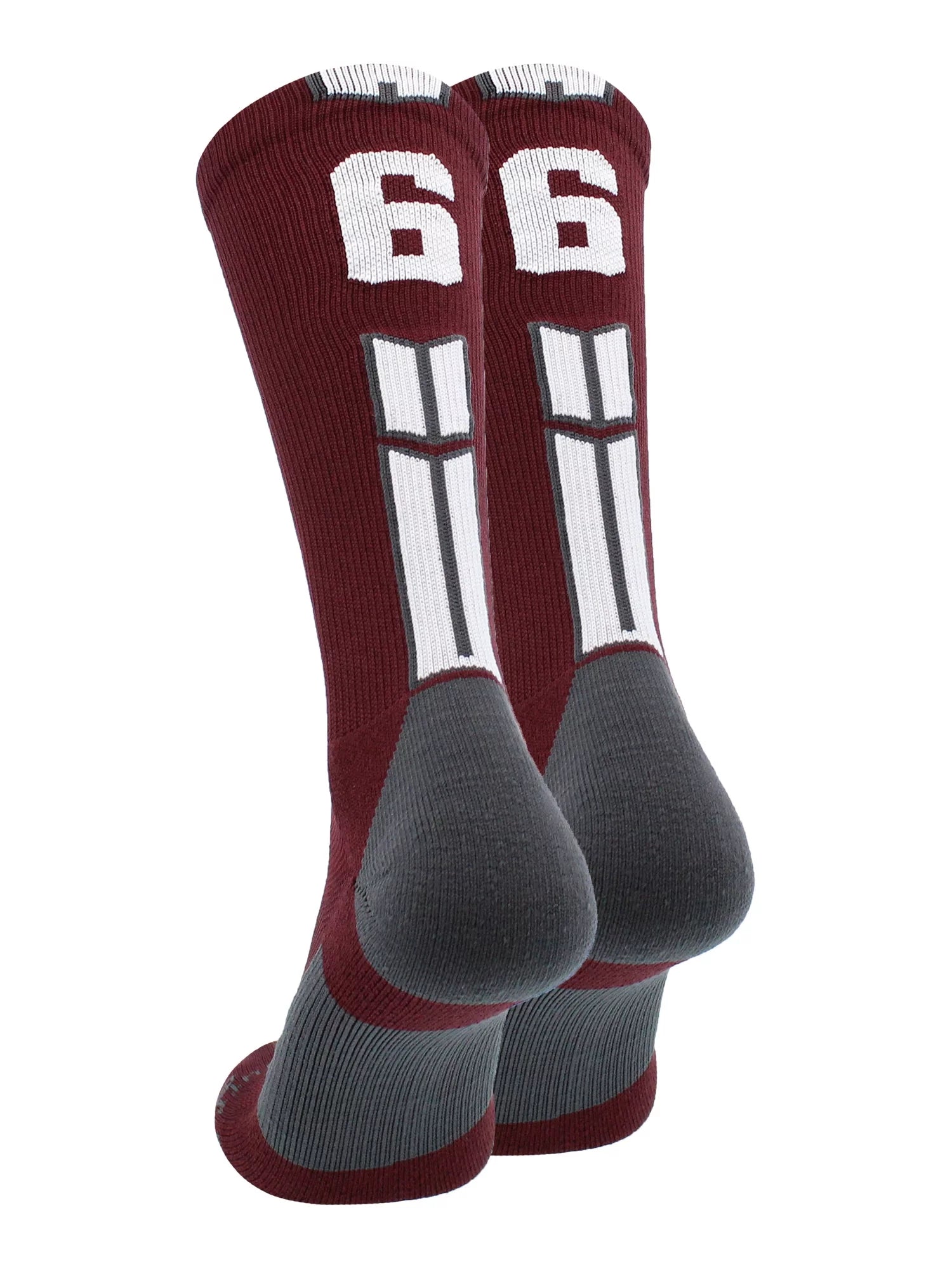 Maroon/White Player Id Crew Number Socks (#66, Small)