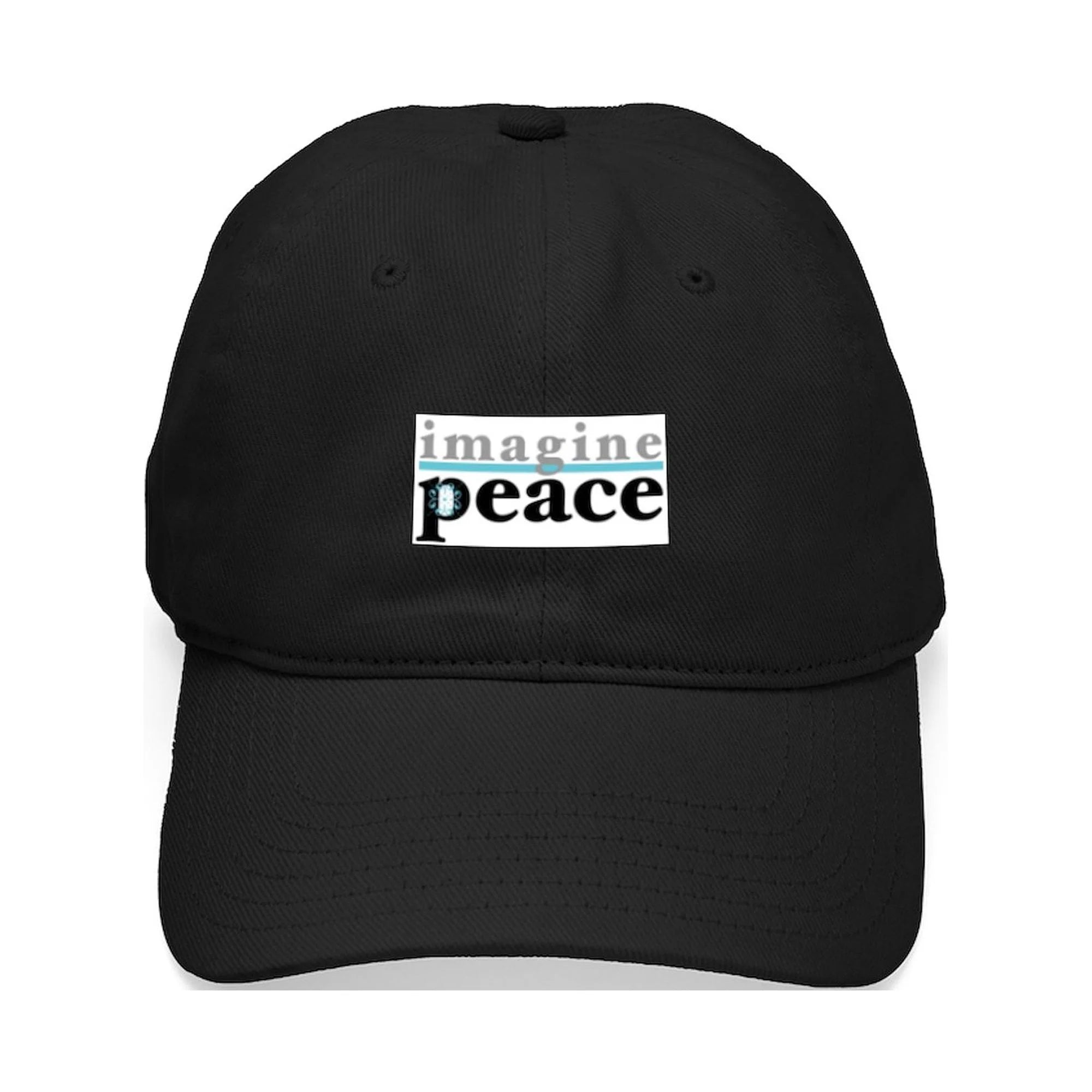 CafePress - Imagine Peace - Printed Adjustable Cotton Canvas Black Baseball Hat
