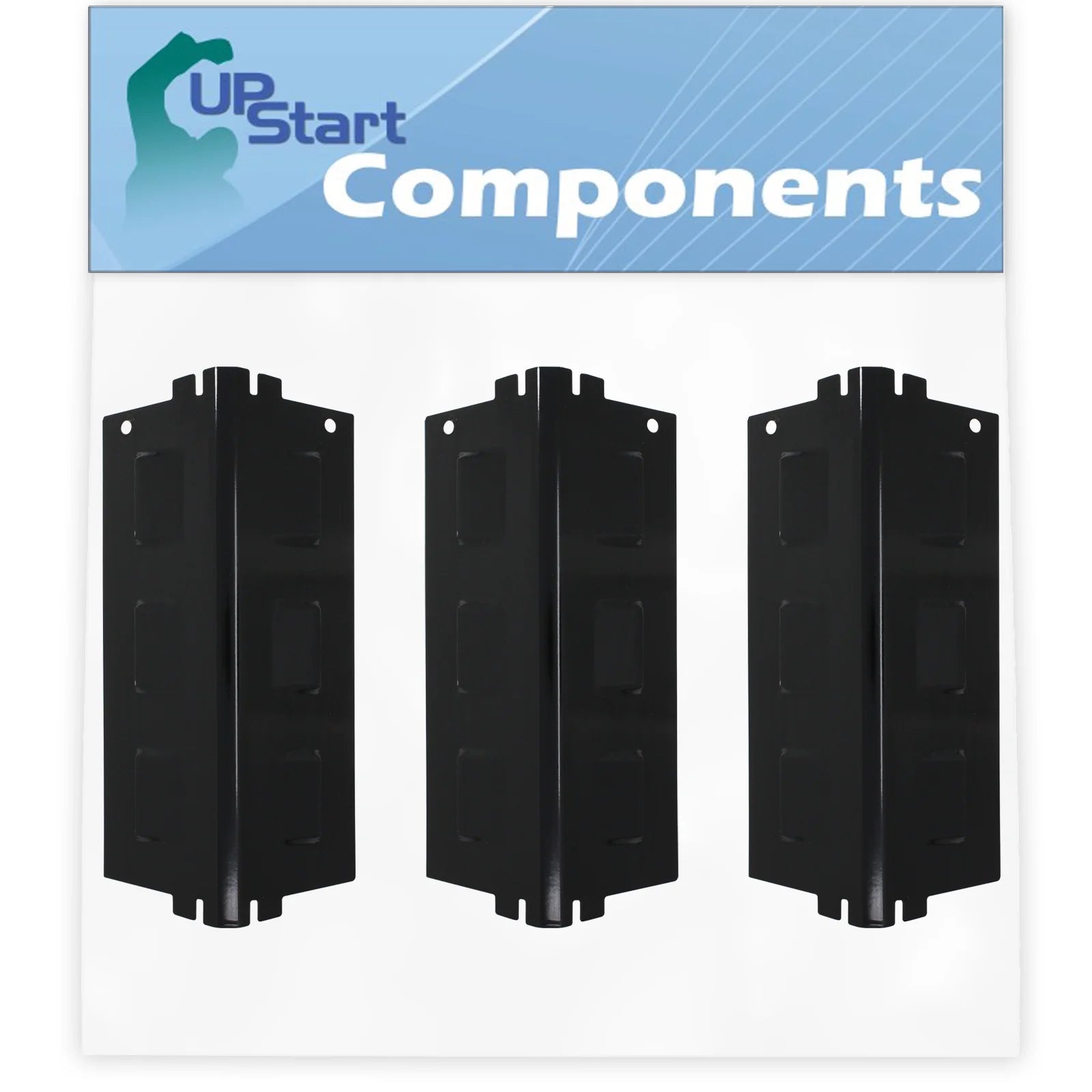 3-Pack BBQ Grill Heat Shield Plate Tent Replacement Parts for Kenmore 415.16213 - Compatible Barbeque Porcelain Steel Flame Tamer, Flavorizer Bar, Vaporizer Bar, Burner Cover 11 3/4