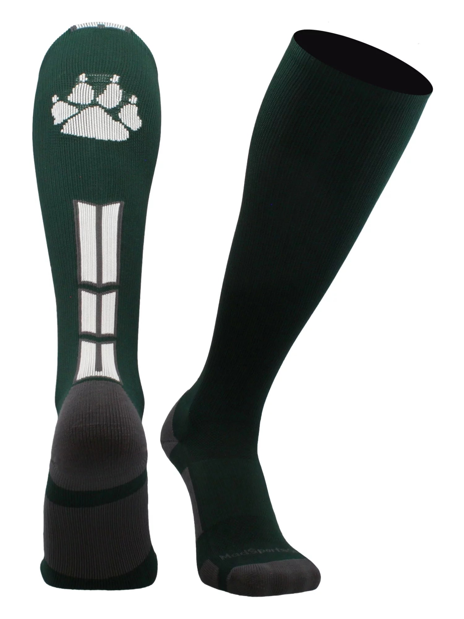 Wild Paw Over the Calf Socks (Dark Green/White, Small)