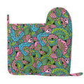 XMXY Oven Mitts and Pot Holders 2 Pcs Sets, Pink Paisley Flower Art Heat Resistant Silicone Cooking Gloves for Grill Baking BBQ Kitchen Decor