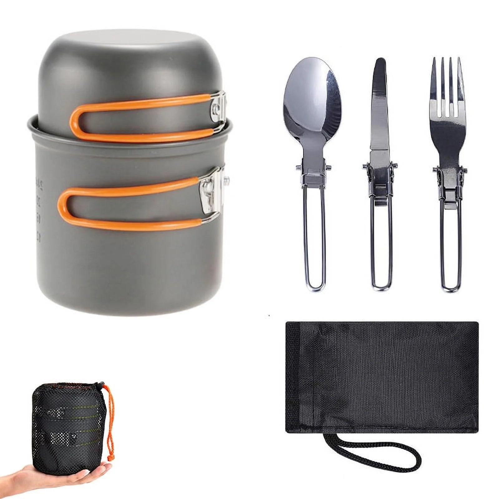 Aluminum Alloy Camping Cookware Set: Portable & Durable with Stainless Steel Utensils - Perfect for Outdoor Cooking & Picnics