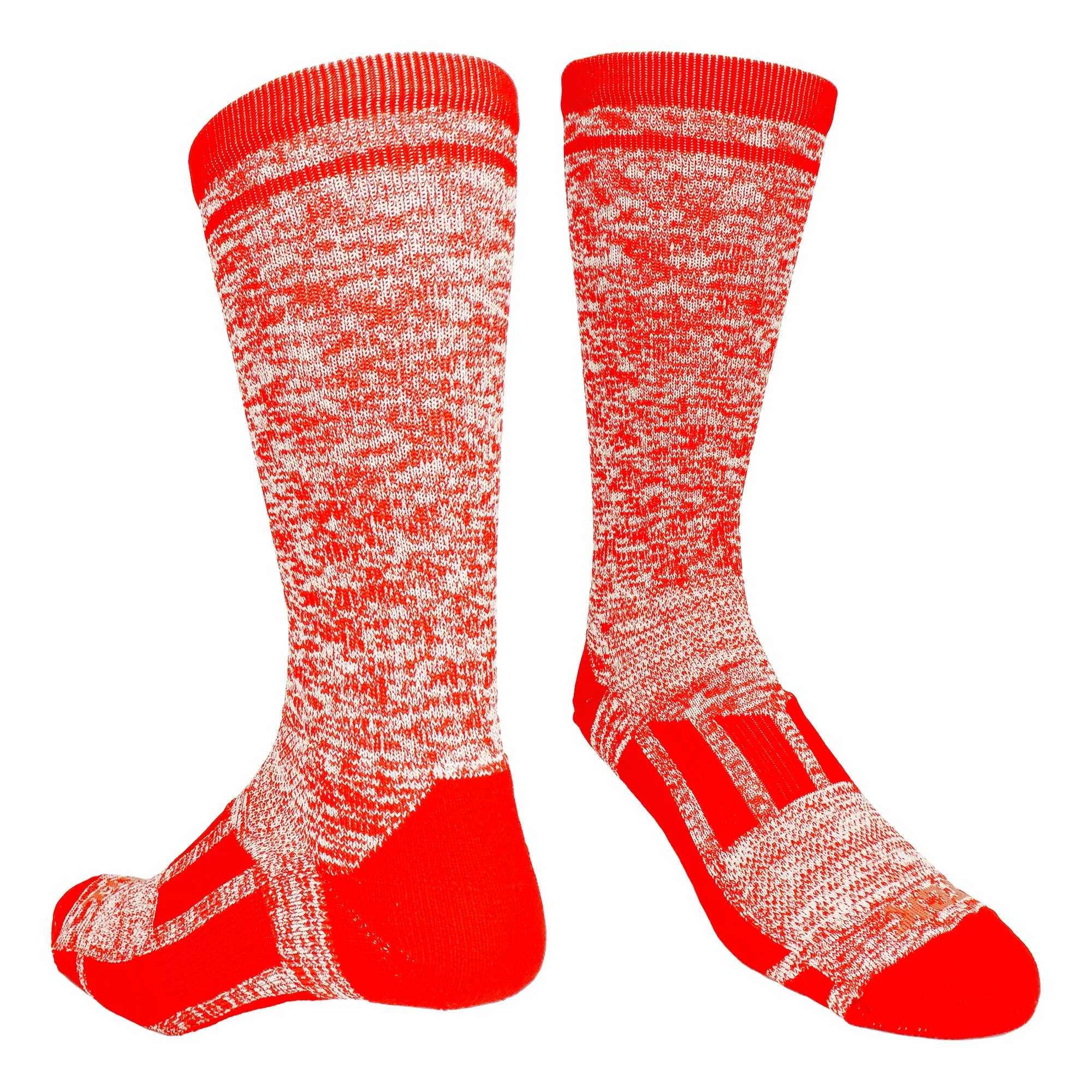 TCK Sports Heathered Crew Socks (Scarlet/White, Large)