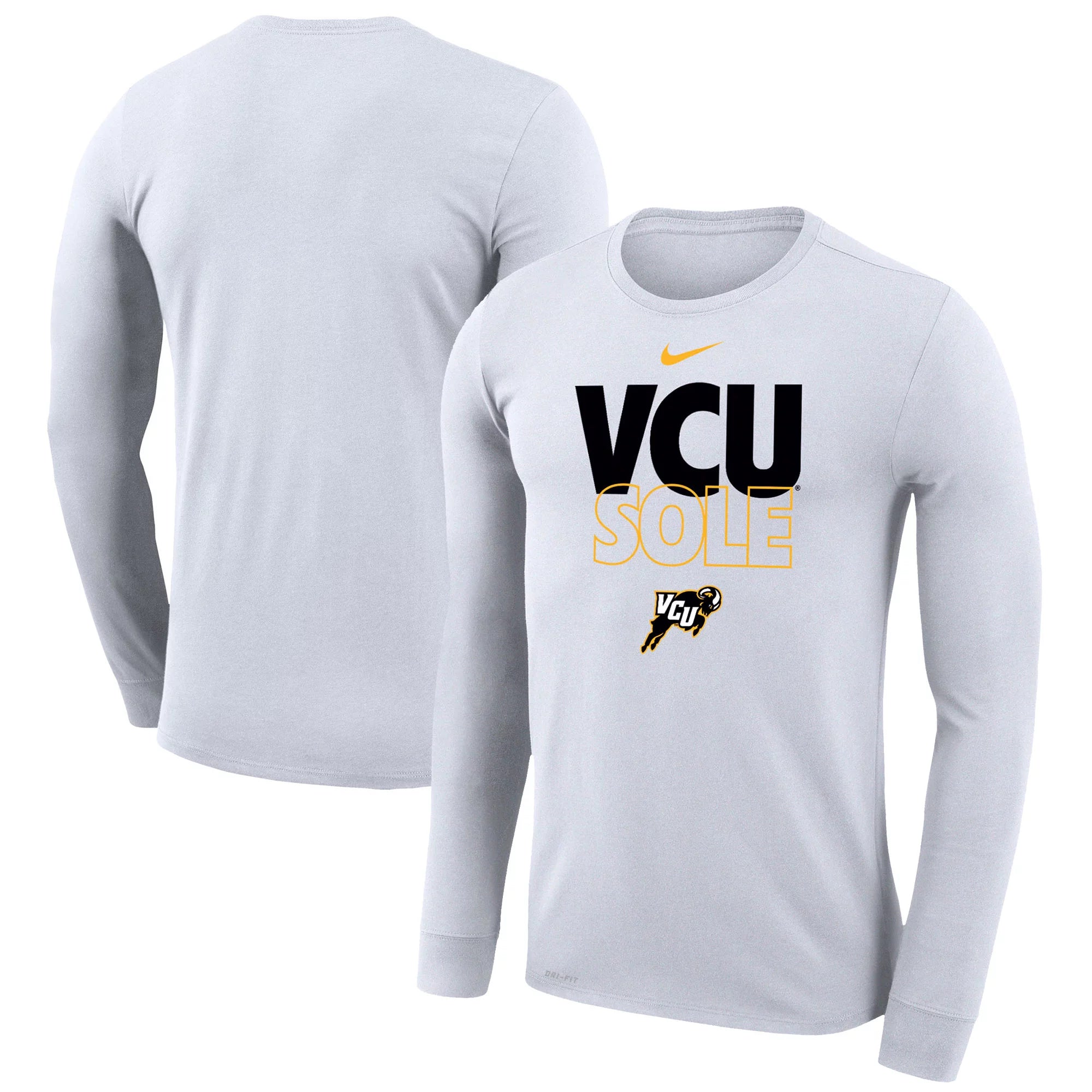 Nike  White VCU Rams 2023 On Court Bench Long Sleeve T-Shirt
