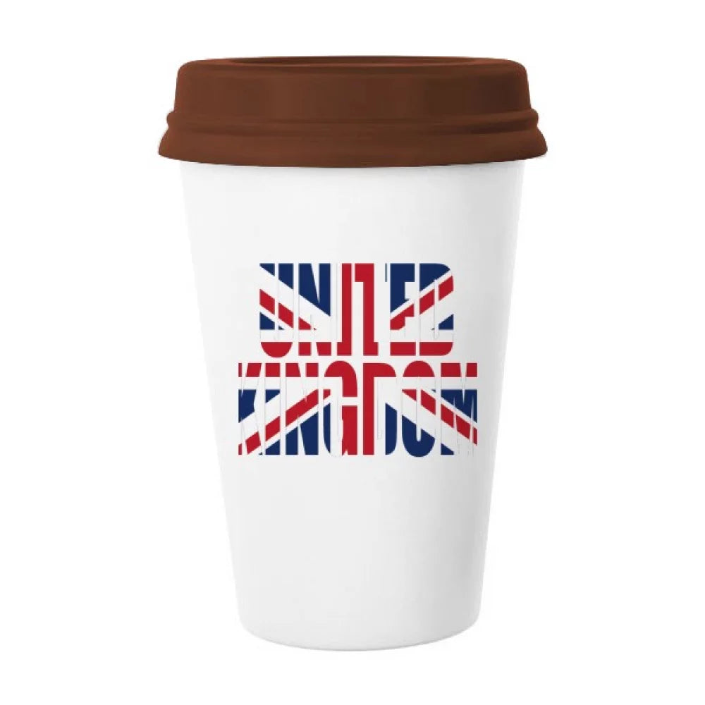 United Kingdom UK Flag Name Mug Coffee Drinking Glass Pottery Cerac Cup Lid