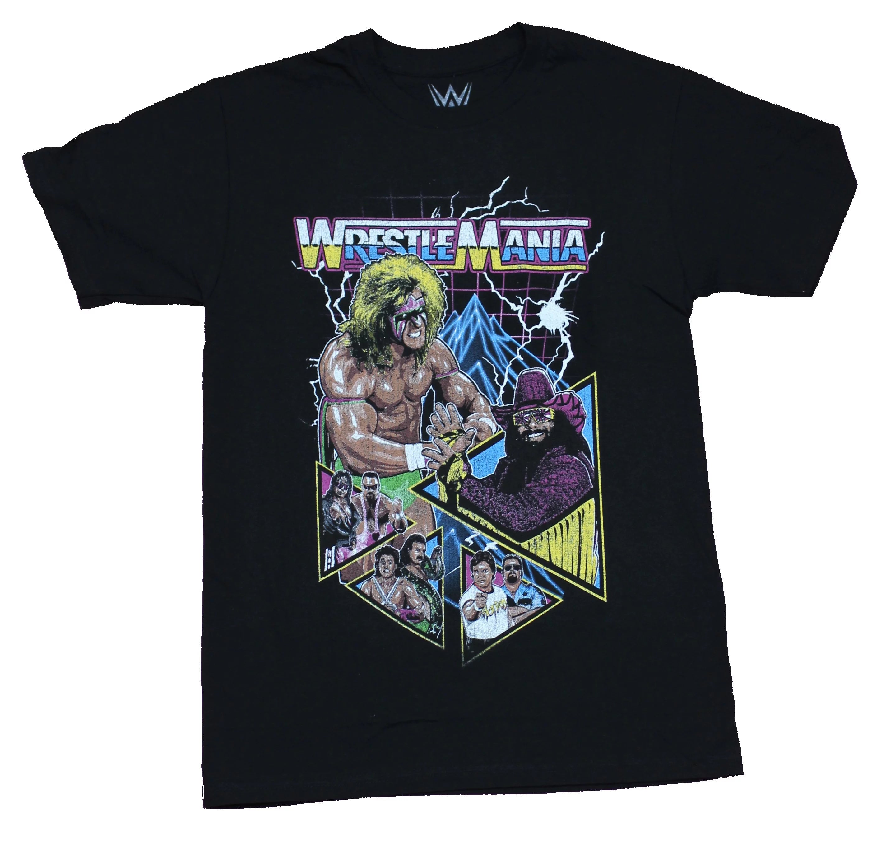 WWE Mens T-Shirt  -  WrestleMania Ultimate Warrior Macho Man & More Poster (Medium)