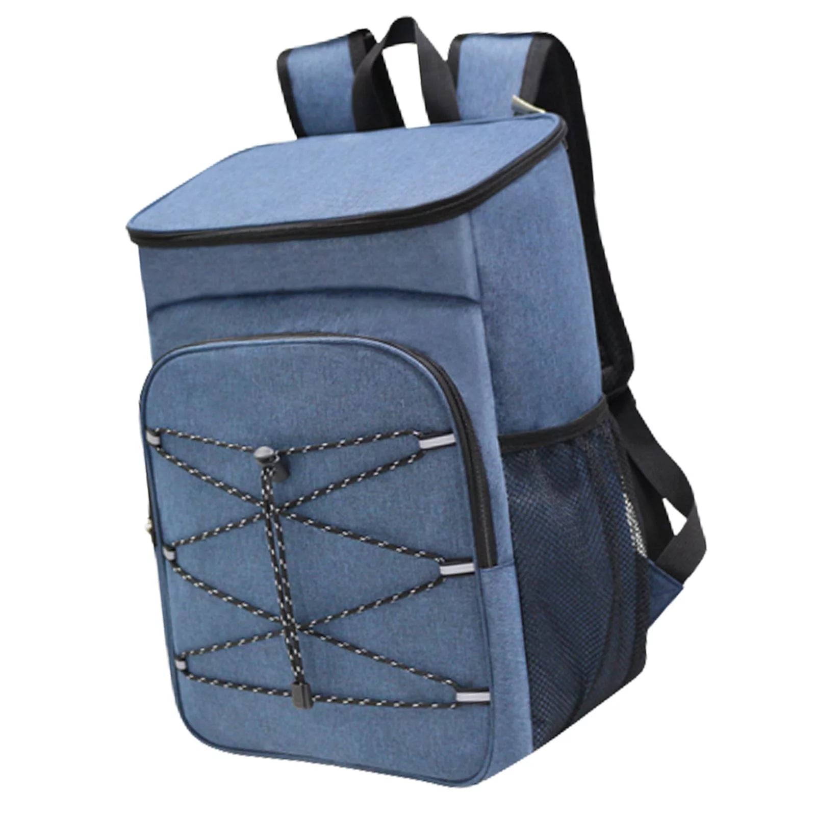 Insulated  Large Capacity Bag Mesh Pocket Leakproof Portable Multifunctional Thermal Bag for Travel Camping Blue