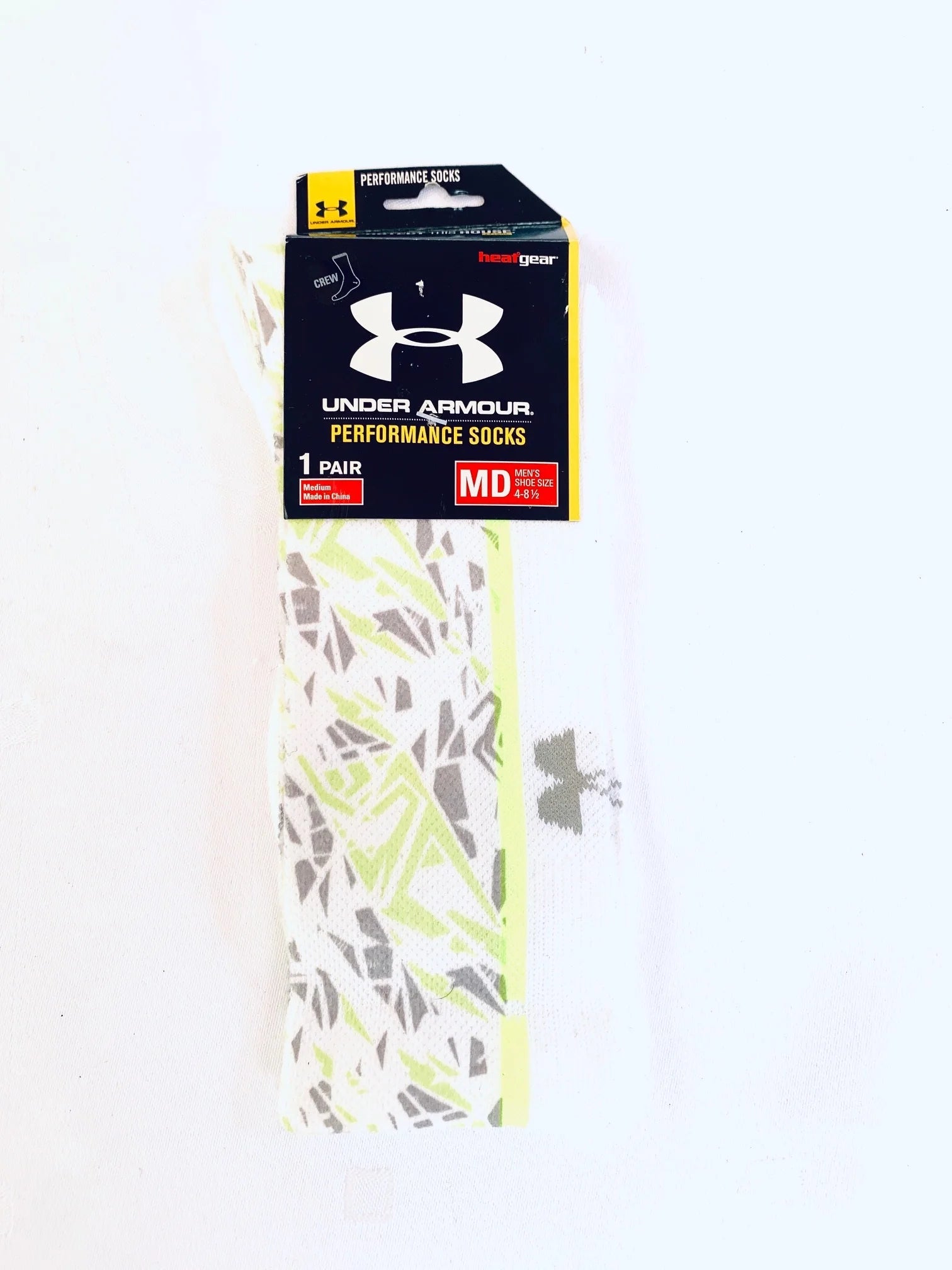 Under Armour Men's Lacrosse Crew Socks, Size Medium, White