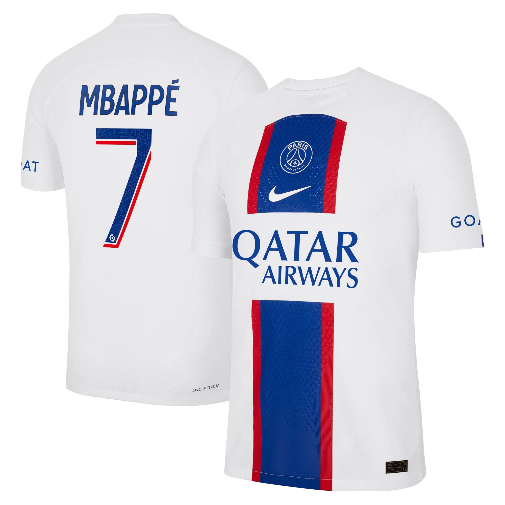Men's Nike Kylian Mbappe White Paris Saint-Germain 2022/23 Third Vapor Match Authentic Player Jersey