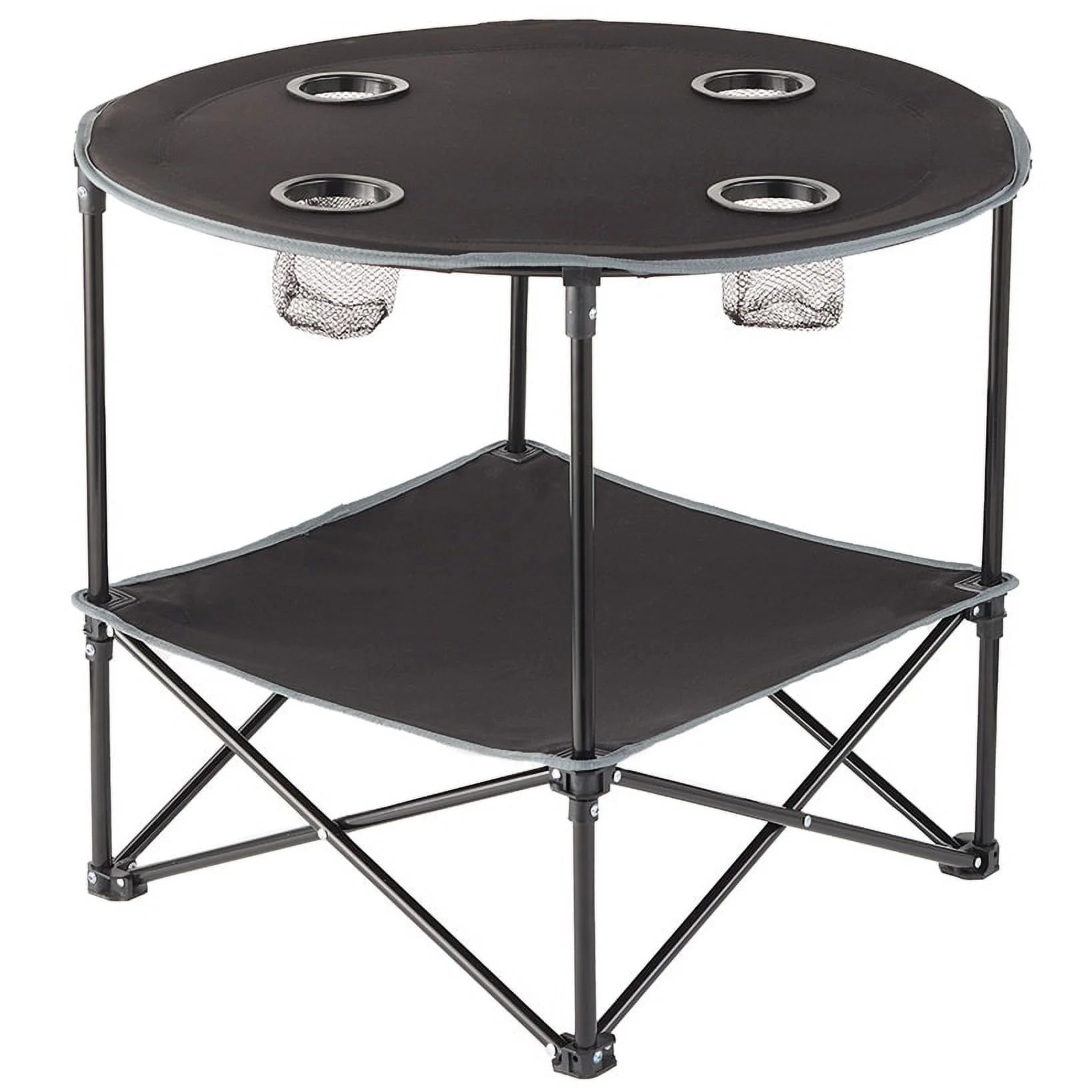 Portable Folding Camping Table with Bench Storage for Tailgating - Black