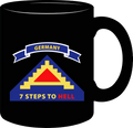 Black, 11 Oz,  Coffee Mug - Army - 7th United States Army  W 7 Steps Hell W Scroll