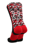 Digital Camo Crew Socks (Black/Red, Medium)