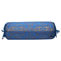 Stylo Culture Indian Cylindrical Decorative Bolster Pillow Cover For Bedroom Turquoise Gold Elephant Polydupion Brocade Silk Jacquard Neck Roll Home Decor Tubular Bolster Case | (1 Pc) | (76x38 cm)