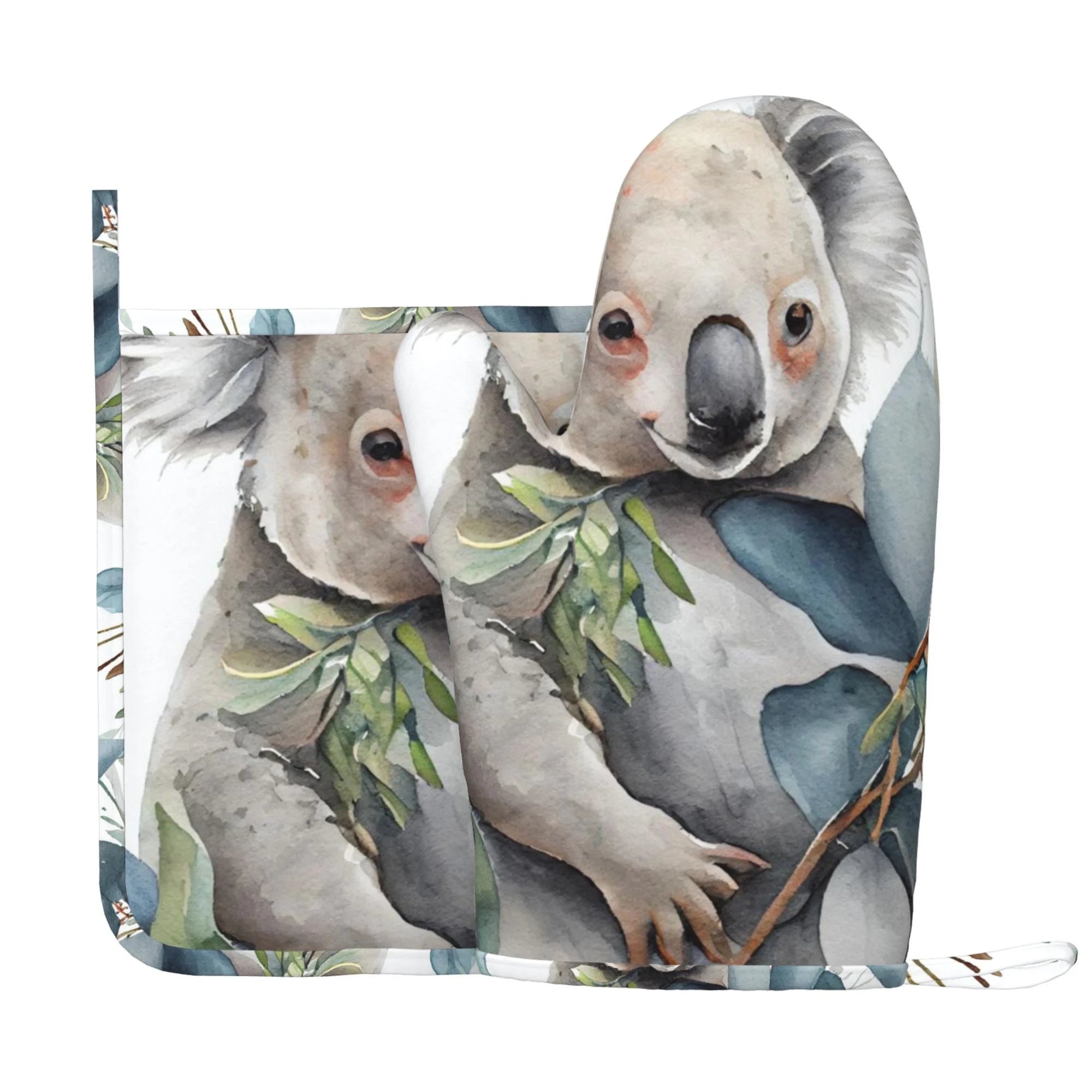 XMXY Oven Mitts and Pot Holders 2 Pcs Sets, Koala Australia Heat Resistant Silicone Cooking Gloves for Grill Baking BBQ Kitchen Decor