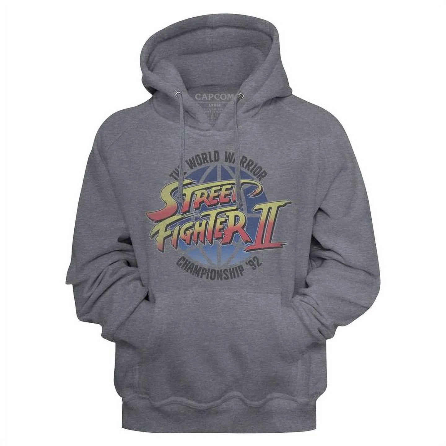 Street Fighter World Warrior Gunmetal Heather Adult Hoodie Sweatshirt