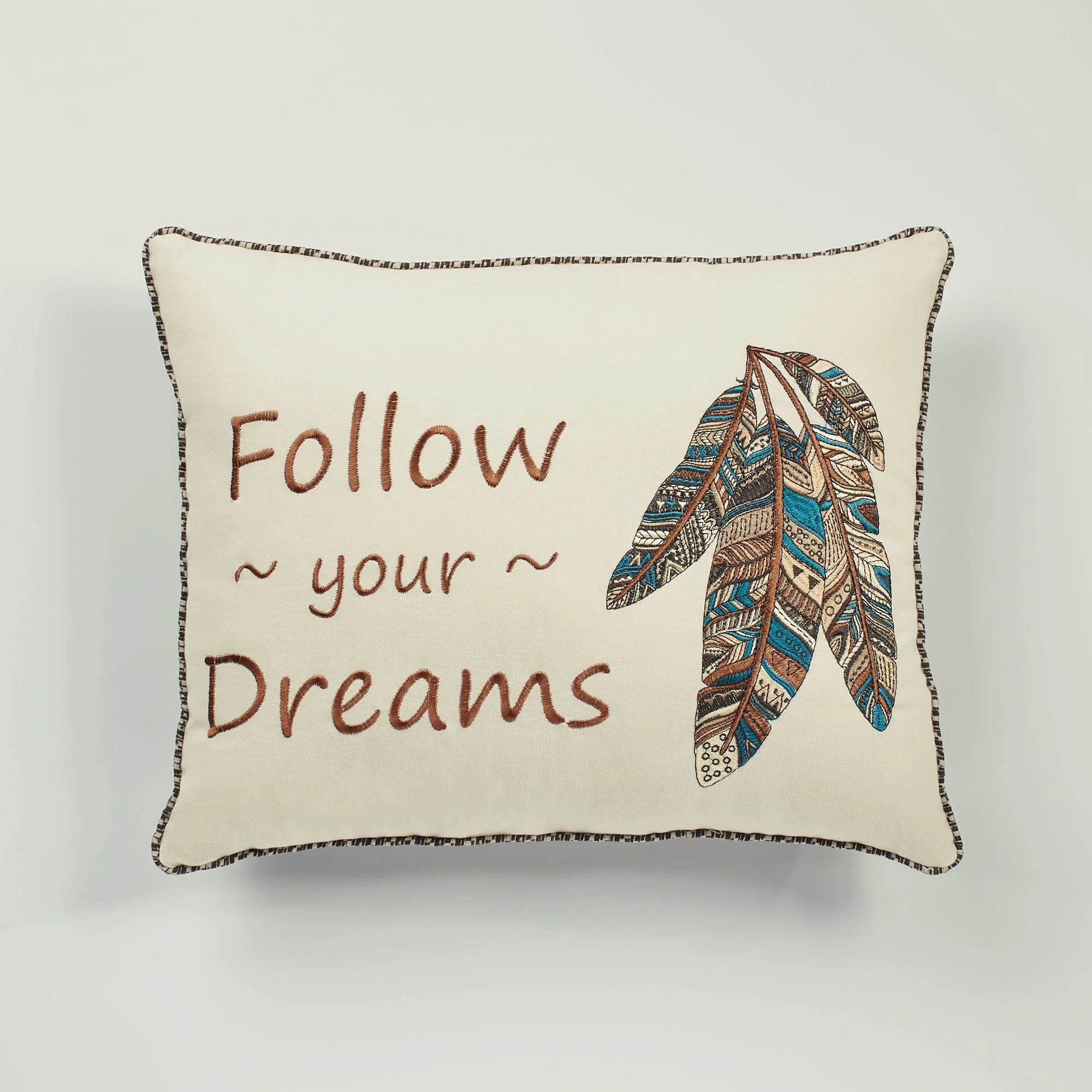 Maverick Embroidered Pillow Multi Warm Rectangle Southwestern Prints Pillow Embroidered Rectangle