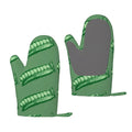 XMXT 2 Pcs Silicone Oven Mitts, PeaPod Illustration Thickened Non-Slip BBQ Gloves, Green