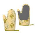 XMXT 2 Pcs Silicone Oven Mitts, Leaves Autumn Prints Thickened Non-Slip BBQ Gloves, Yellow