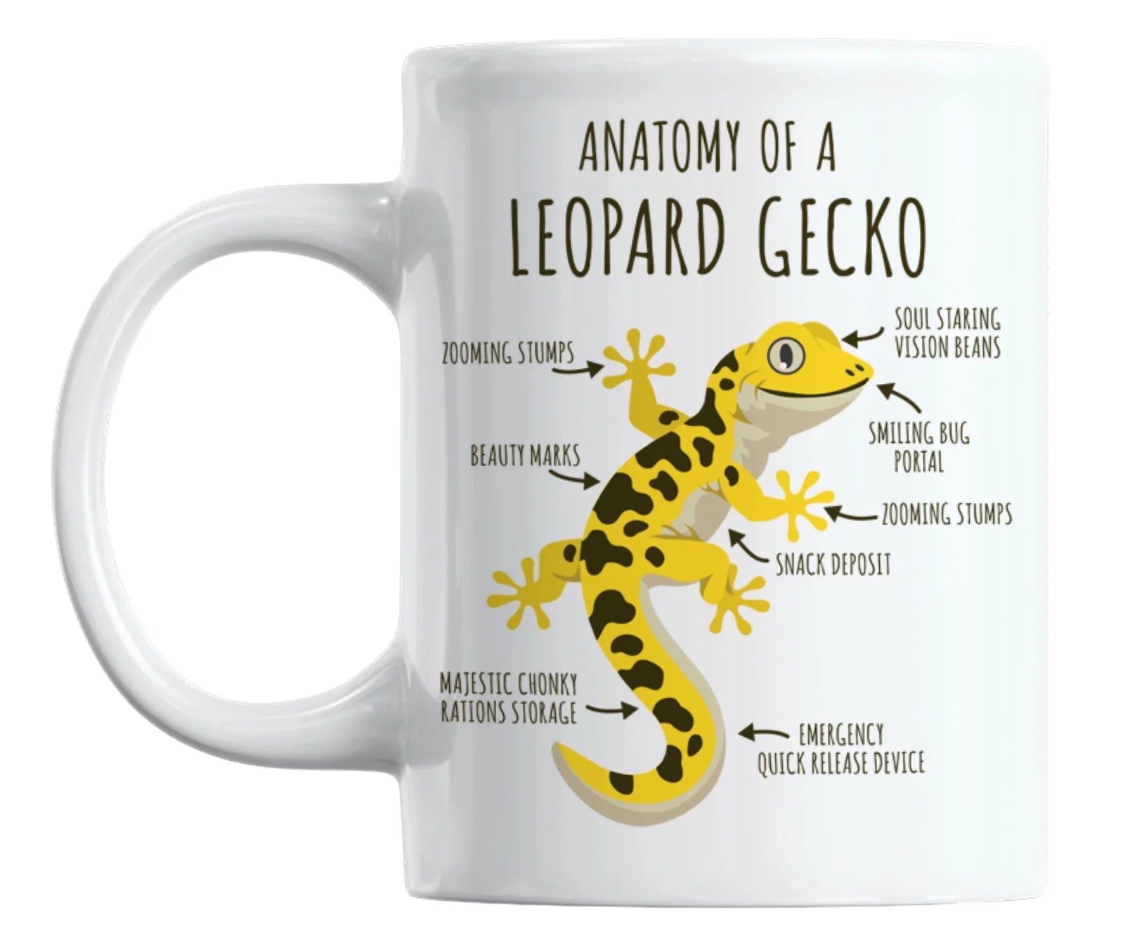 Funny & Cute Leopard Gecko Lizard Coffee & Tea Mug Cup for Reptile Lover (11oz)