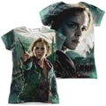 Harry Potter - Hermione Final Battle (Front/Back Print) - Juniors Cap Sleeve Shirt - Small