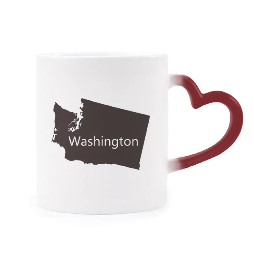 The United States Map Heat Sensitive Mug Red Color Changing Stoneware Cup