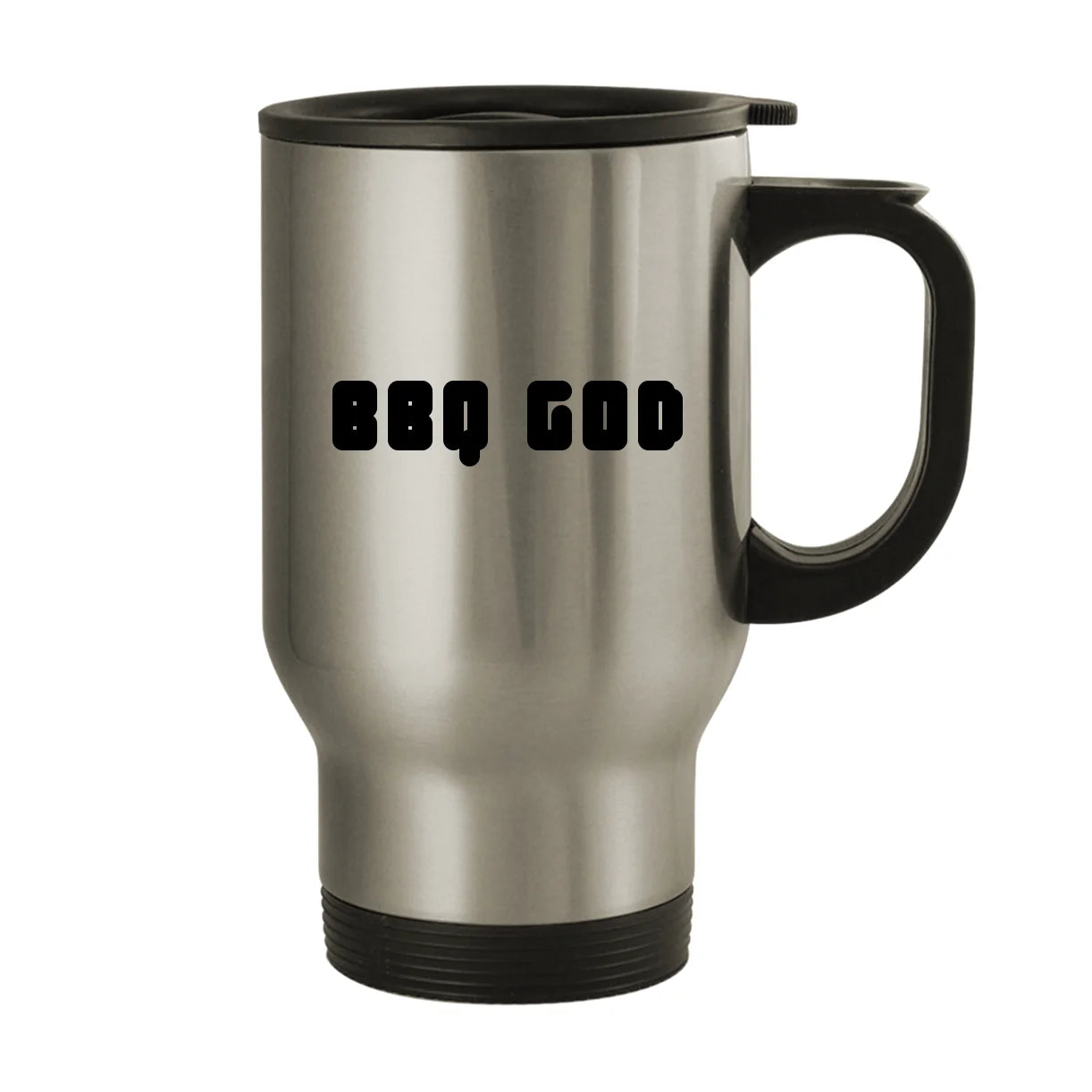 BBQ God - 14oz Stainless Steel Travel Mug, Silver