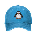 ZICANCN Adjustable Baseball Cap Women, Cartoon Antarctic Penguin Hats for Men Adult Washed Cotton Denim Baseball Caps Fashion, Blue