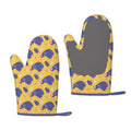 XMXT 2 Pcs Silicone Oven Mitts, Yellow Abstract Geometric Elements Thickened Non-Slip BBQ Gloves, Yellow