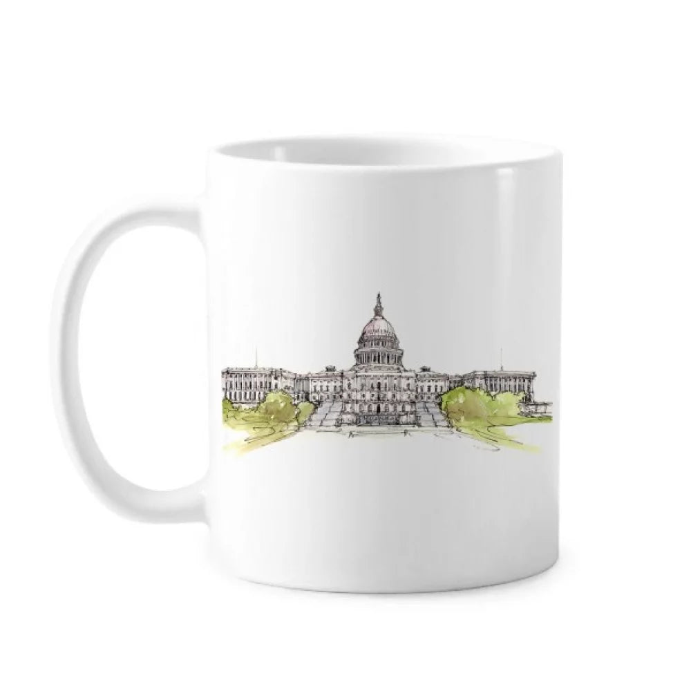 United States Capitol Art Deco Fashion Mug Pottery Cerac Coffee Porcelain Cup Tableware