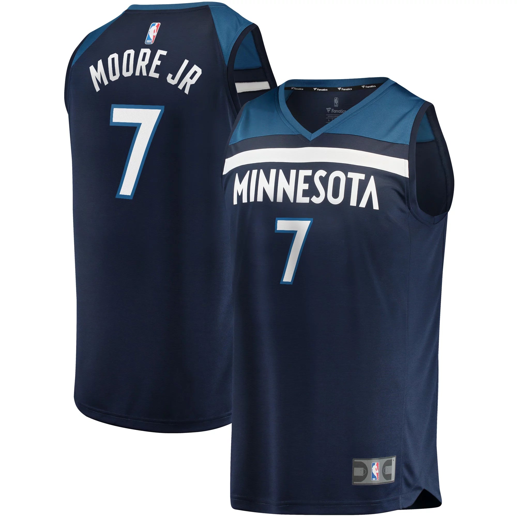 Men's Fanatics Branded Wendell Moore Jr. Navy Minnesota Timberwolves 2022 NBA Draft First Round Pick Fast Break Replica