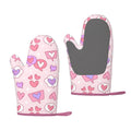 XMXT 2 Pcs Silicone Oven Mitts, Love Heart Pink Candy Thickened Non-Slip BBQ Gloves, Pink