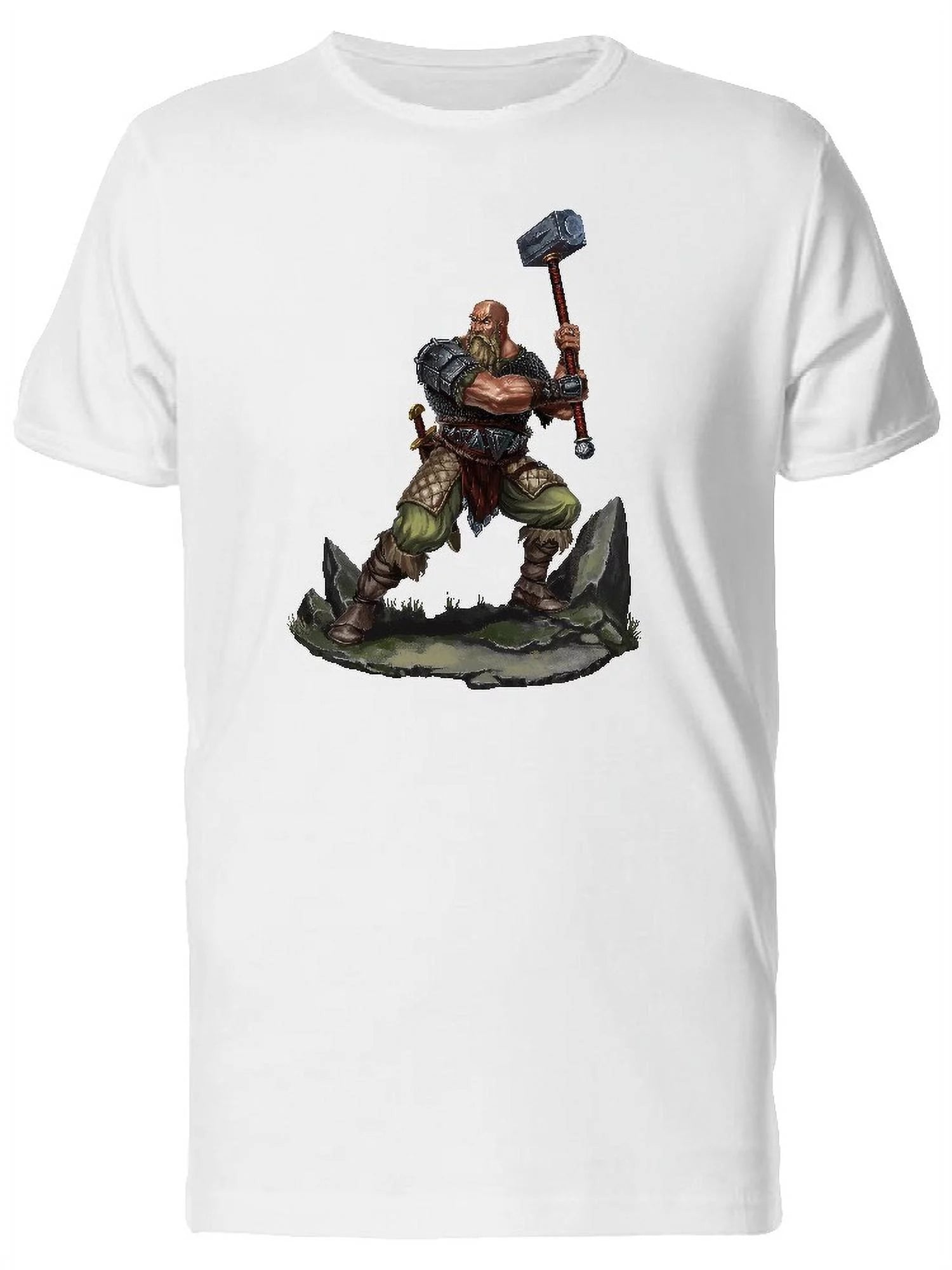 Old Warrior With Warhammer T-Shirt Men -Image by Shutterstock, Male Small