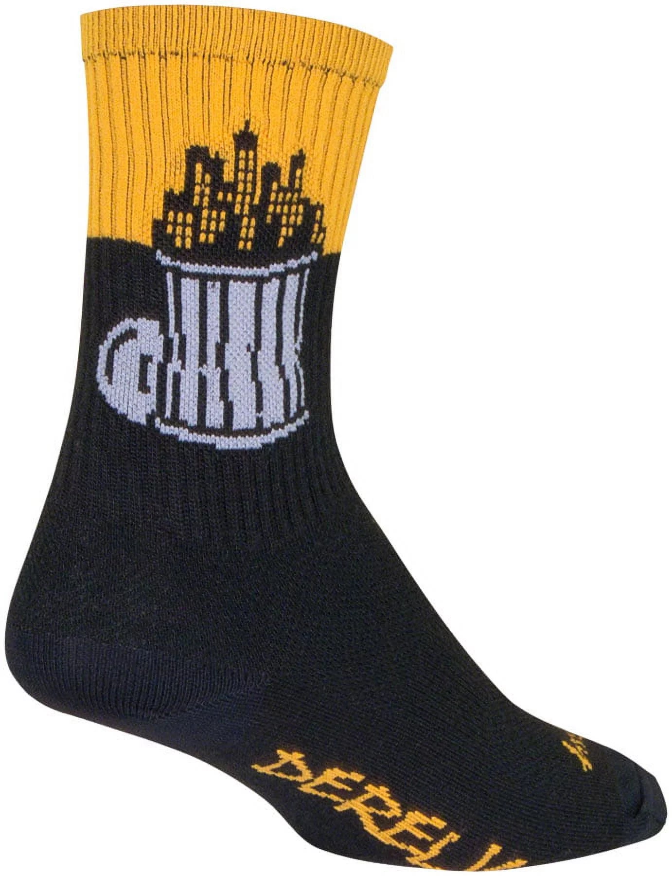SockGuy Crew Derelict Socks - 6 inch, Black/Yellow, Small/Medium