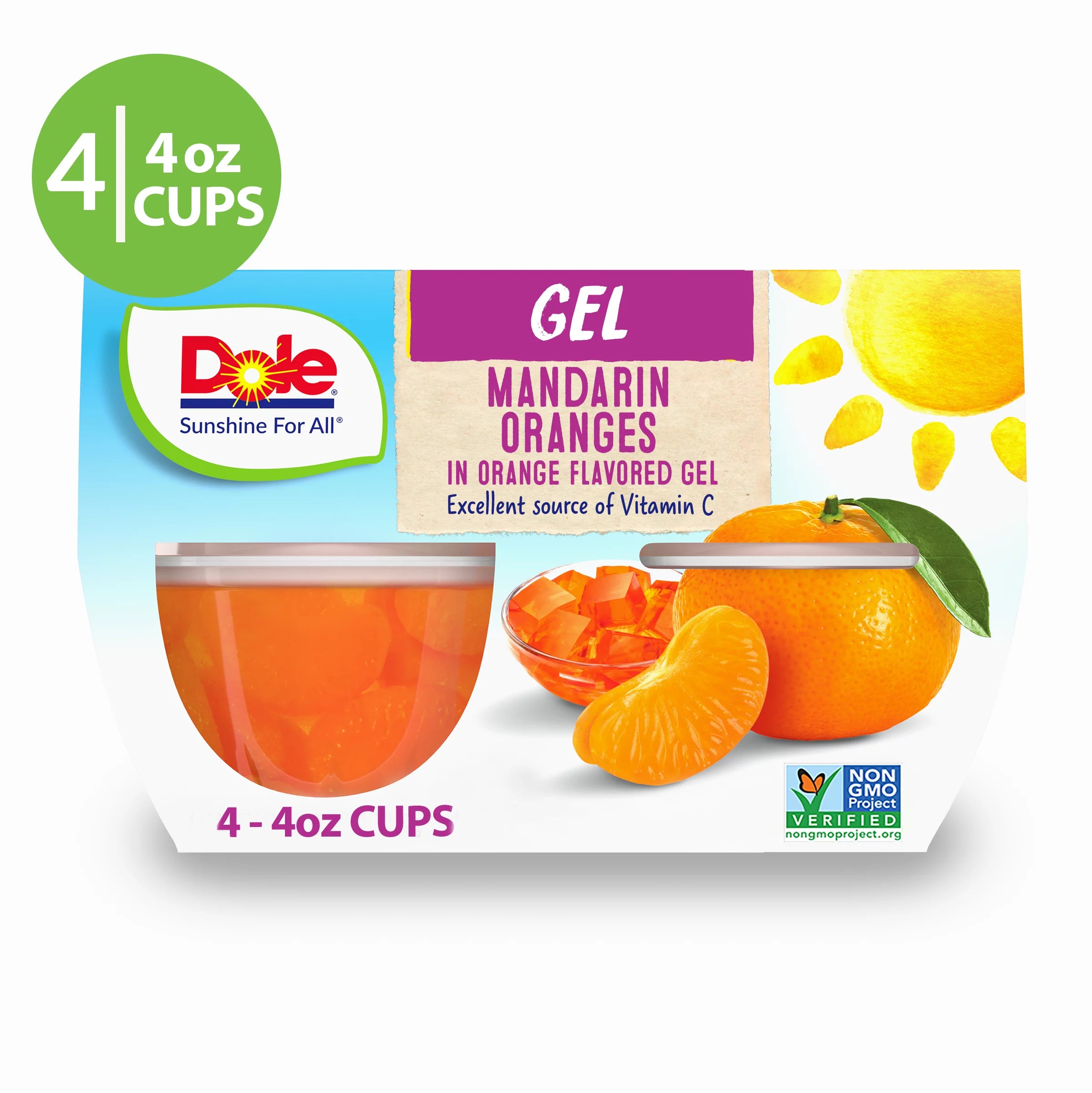 Dole Fruit Bowls Mandarin Oranges in Orange Gel, 4.3 oz (4 Cups)