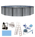 Blue Wave San Pedro 24-ft Round 52-in Deep 6-in Top Rail Above Ground Steel Wall Swimming Pool Package