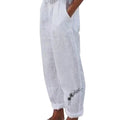 WEAIXIMIUNG Female Trouser Jeans for Women Petite Length Mid Rise Women Elegant and Stylish Solid Color Floral Printed Casual Pants Loose Fit Straight Leg Trousers White XL