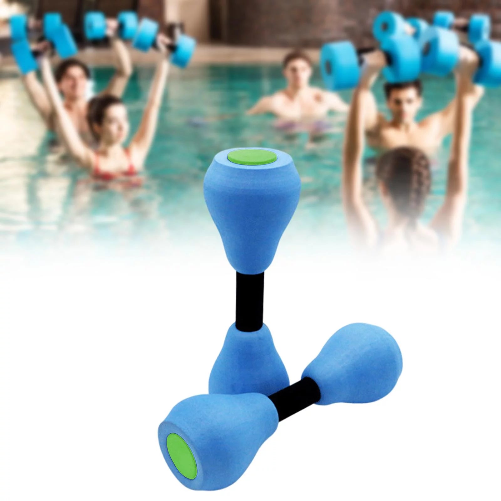 Aquatic Exercise Dumbells Aerobic Exercise Lightweight Water Sports Fitness Barbell EVA Foam Dumbbells for Kids, Women, Beginner , Green