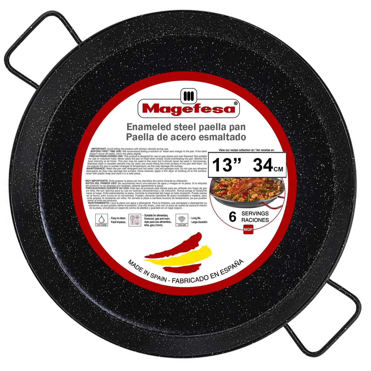 Magefesa Pizza and Paella 13.5 in. Enamelled on Steel Pan