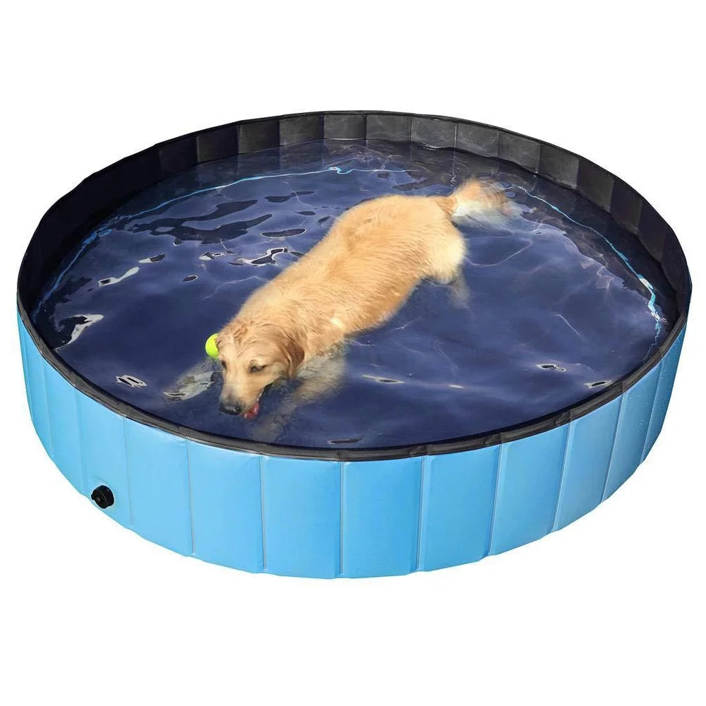 Eccomum Pet Swimming Pool Foldable Dog Pool PVC Kiddie Pool for Dogs Cats and Kids, Blue, 62.88 x 11.79