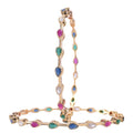 Ratnavali Jewels Indian Bangle Set CZ Cubic Zirconia Bangle Brass Metal Bangles Bracelet Jewelry for Women Multi Gold Tone