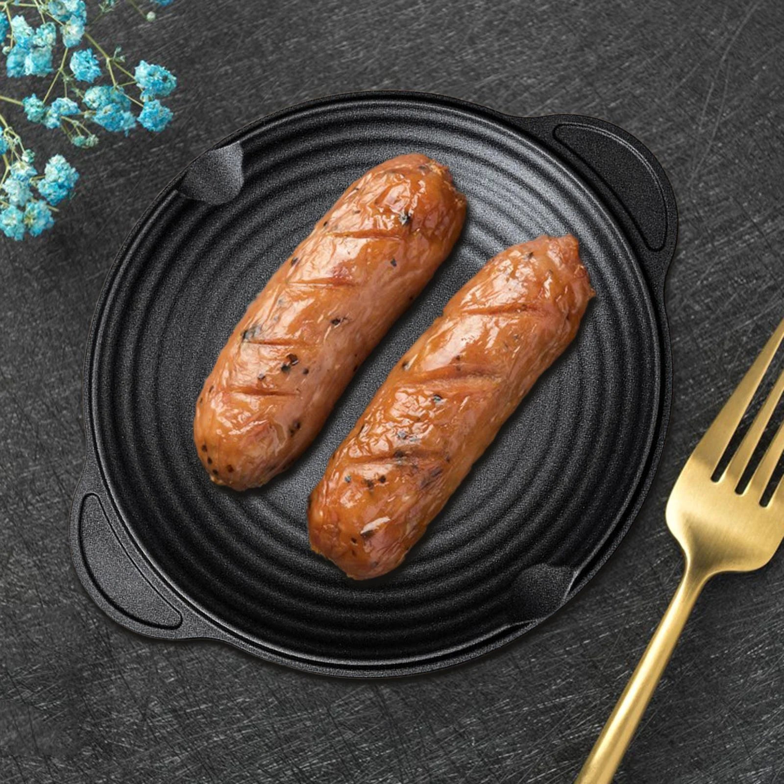 Tongina BBQ Grill Pan Barbecue Grill Plate High Temperature Resistant Frying Roasting Griddle Pan Grilling Pan for Indoor and Outdoor