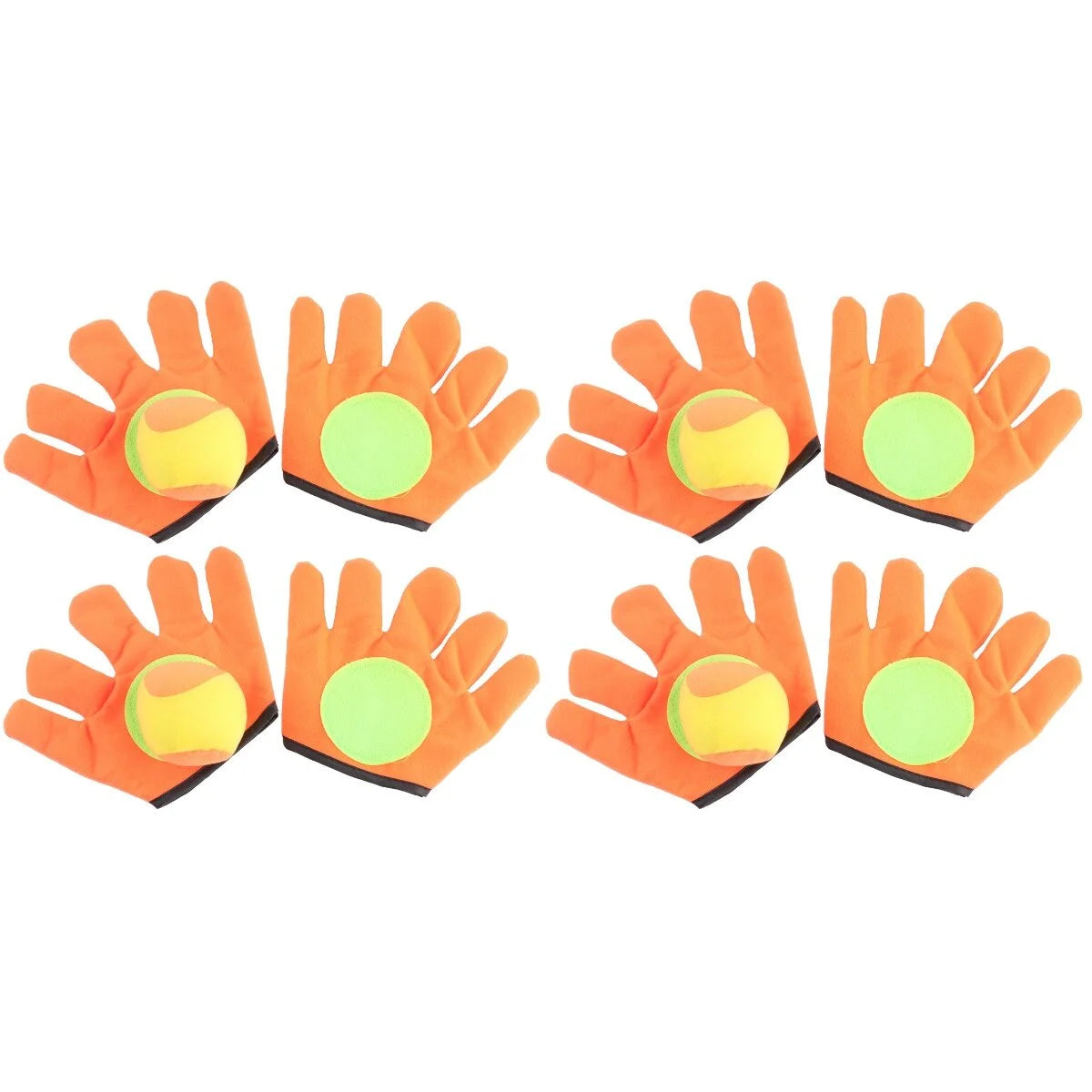 12 Pcs in 1 Set Outdoor Sports Toy Children Stick Ball and Plush Catch Glove Set for Preschool Home Kids(Orange Gloves, 2 Pair Gloves and 2 Plush Ball)