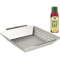 Weber 6434 Deluxe Stainless Steel Grilling Basket Large Bundle with Cornhusker Kitchen Gourmet Duck Fat Spray Cooking Oil