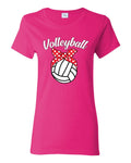 Wild Bobby, Volleyball Mom Cute Bow Ribbon Ball, Mother's Day, Women Graphic T-Shirt, Fuschia, Large